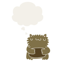 cartoon bear and thought bubble in retro style