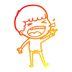 warm gradient line drawing cartoon laughing man