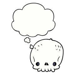cartoon skull and thought bubble