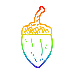 rainbow gradient line drawing cartoon acorn