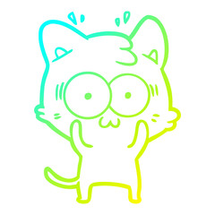 cold gradient line drawing cartoon surprised cat