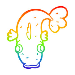 rainbow gradient line drawing cartoon fish