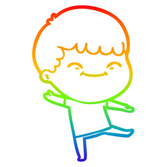 rainbow gradient line drawing cartoon happy boy