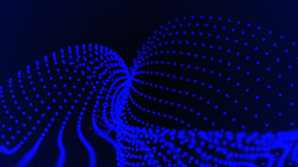 Futuristic point wave. Abstract background with a dynamic wave. Data technology illustration.