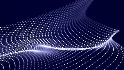 Futuristic point wave. Abstract background with a dynamic wave. Data technology illustration.