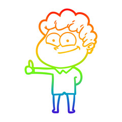 rainbow gradient line drawing cartoon happy man
