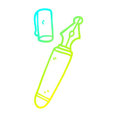 cold gradient line drawing cartoon fountain pen