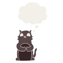 cartoon cat and thought bubble in retro style