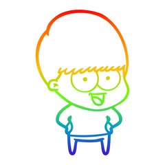 rainbow gradient line drawing happy cartoon boy