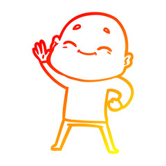 warm gradient line drawing happy cartoon bald man