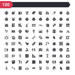 100 ui icons set such as disk storage, detective search, nuclear cells, ink level, visual, perspectives, test quiz, wiring, anatomy class skeleton