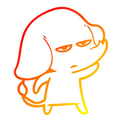 warm gradient line drawing annoyed cartoon elephant