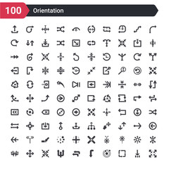 Fototapeta na wymiar 100 orientation icons set such as maximize, cycle, orbit, one, two, three, four, five, six