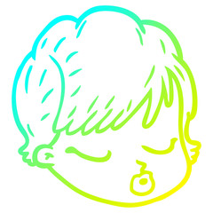 cold gradient line drawing cartoon female face