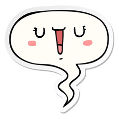 happy cartoon face and speech bubble sticker