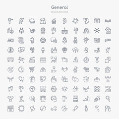 100 general outline icons set such as fretsaw, nippers, dyupel, nuts, deckchair, history brush, brush history, patch crop