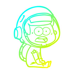 cold gradient line drawing cartoon surprised astronaut