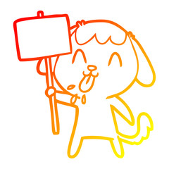 warm gradient line drawing cute cartoon dog