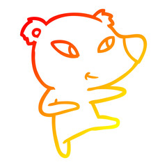 warm gradient line drawing cute cartoon bear
