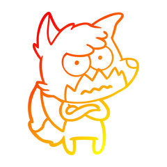 warm gradient line drawing cartoon annoyed fox