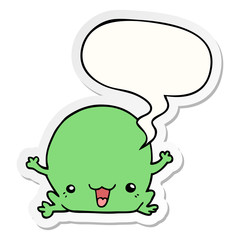 cartoon frog and speech bubble sticker