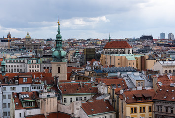 Naklejka na ściany i meble Prague buildings viewed from above