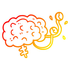 warm gradient line drawing cartoon monster brain