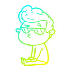 cold gradient line drawing cartoon cool guy