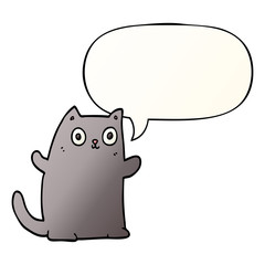 cartoon cat and speech bubble in smooth gradient style