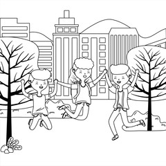 Teenager boys cartoons design vector illustrator