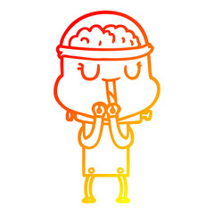 warm gradient line drawing happy cartoon robot