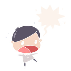 cute cartoon shocked man and speech bubble in retro style