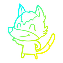 cold gradient line drawing friendly cartoon wolf