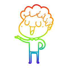 rainbow gradient line drawing laughing cartoon man