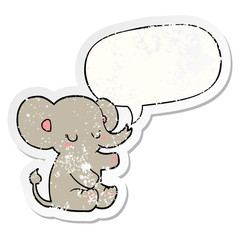 cartoon elephant and speech bubble distressed sticker