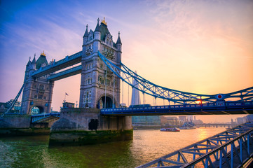 Fototapeta na wymiar Tower Bridge across the River Thames in London, UK.