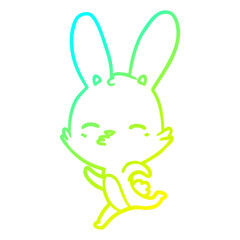cold gradient line drawing running bunny cartoon