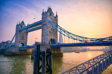 Fototapeta na wymiar Tower Bridge across the River Thames in London, UK.