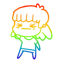 rainbow gradient line drawing cartoon woman