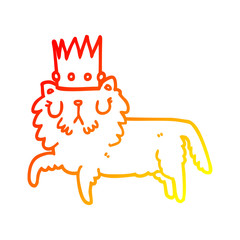 warm gradient line drawing cartoon cat wearing crown