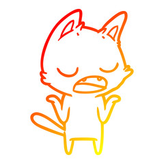 warm gradient line drawing talking cat shrugging shoulders