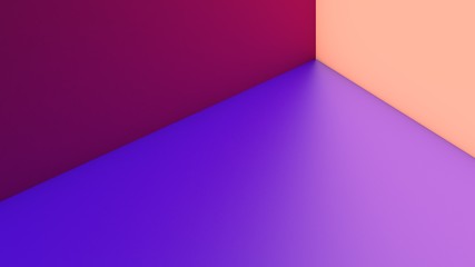 Minimalistic 3D stage template. Emplty Corner in pink trendy colors