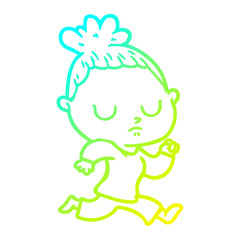 cold gradient line drawing cartoon calm woman