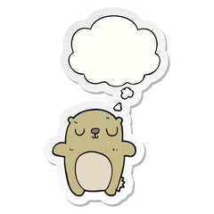 cartoon bear and thought bubble as a printed sticker