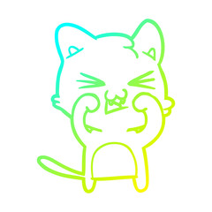 cold gradient line drawing cartoon cat hissing