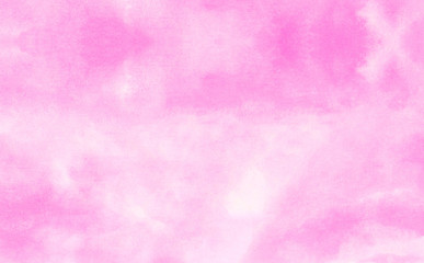 Pink color light ink effect shades gradient on textured paper. Soft smeared aquarelle painted magenta watercolor canvas for splash design, invitation background, vintage template
