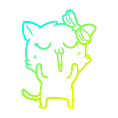 cold gradient line drawing cartoon cat
