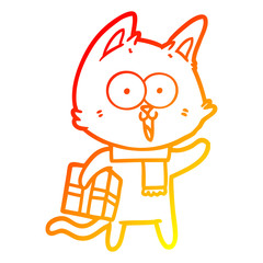 warm gradient line drawing funny cartoon cat