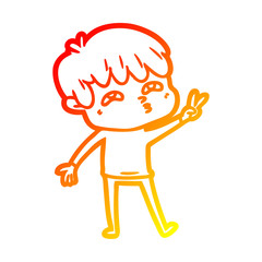 warm gradient line drawing cartoon curious man