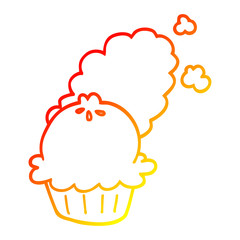 warm gradient line drawing cute cartoon pie